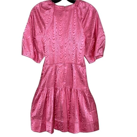 Jonathan Simkhai Pink Puff Sleeve Holland Satin Moire Dress - Picture 6 of 8